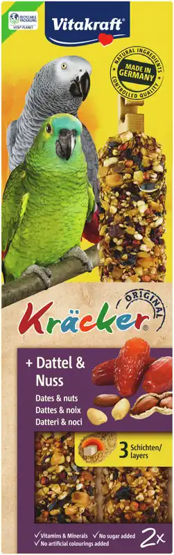 Letzte Chance Vitakraft Kräcker® Dattel/Nuss Papageien 2 Stück